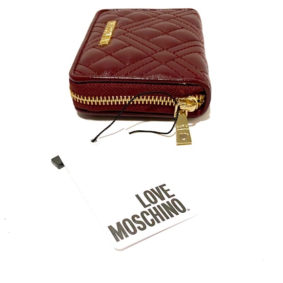 MOSCHINO Love Moschino Burgundy Quilted Gold Logo Wallet NWT - Picture 7 of 14